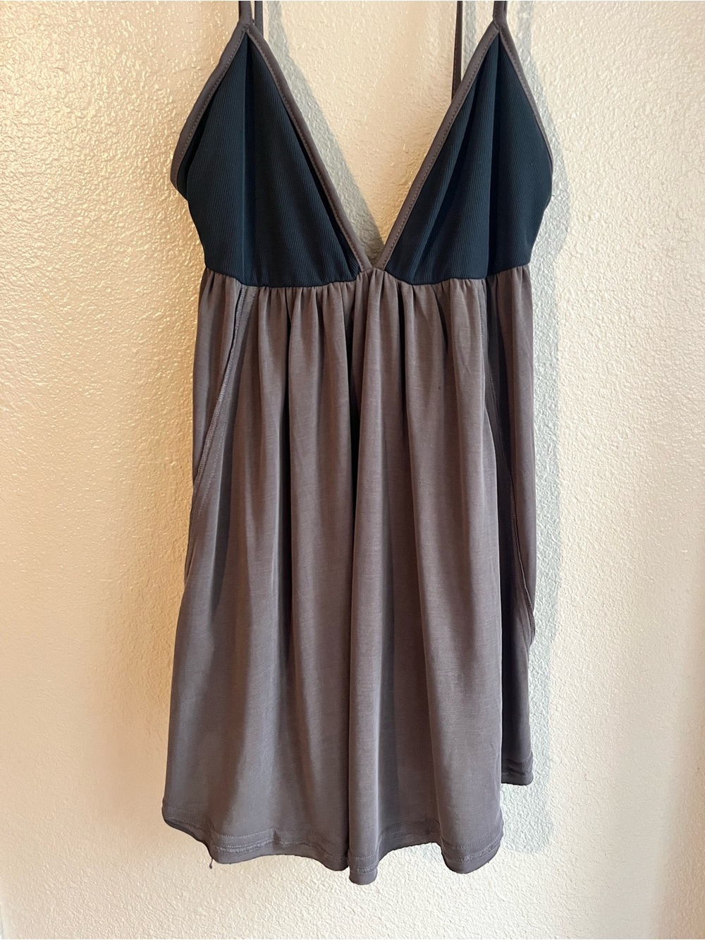Free People Black & Brown Two-Tone V-Neck Tank Dress